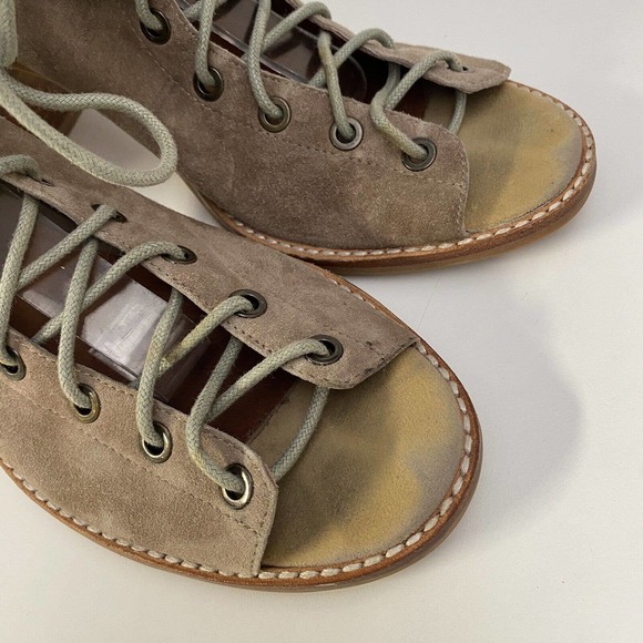 Jeffrey Campbell Cors Lace Up Bootie Sandal Gray Suede Corset Block Heel… - Picture 6 of 10